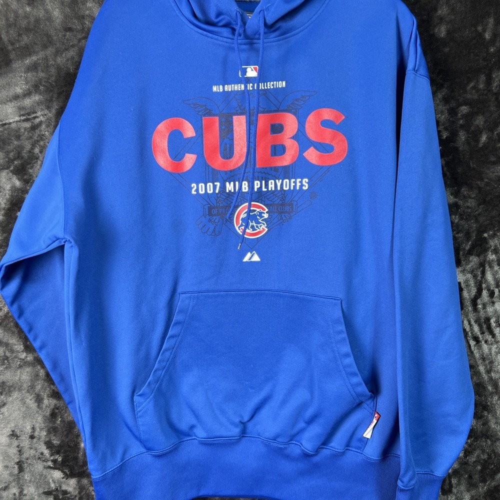 Majestic Chicago Cubs Hoodie‎ Large Blue Performance Baseball MLB Therma Base